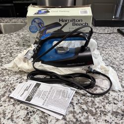 Hamilton Beach 2-in-1 Iron and Garment Steamer for Clothes, Black & Silver