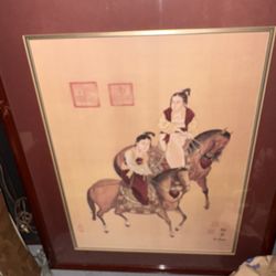 Beautiful Large Stamped Asian Framed Artwork