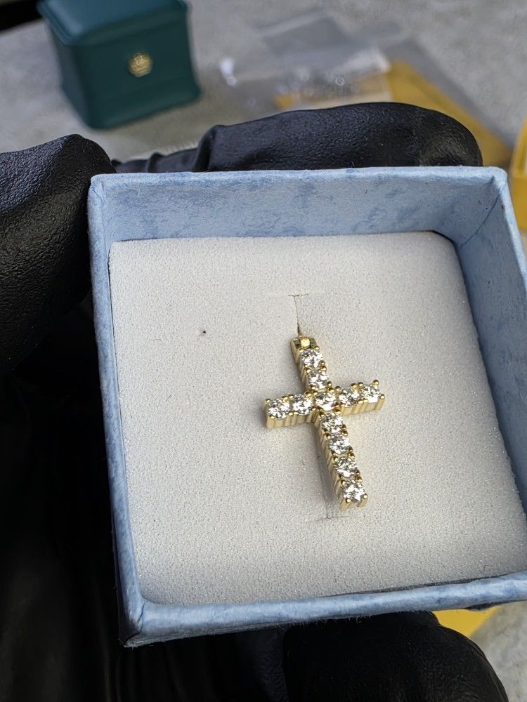 SS925 Moissanite Diamonds Gold Over Cross Pendant