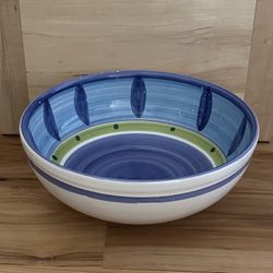 Blue Moon pattern by Caleca 11” Bowl hand-painted unique red clay Made In Italy 