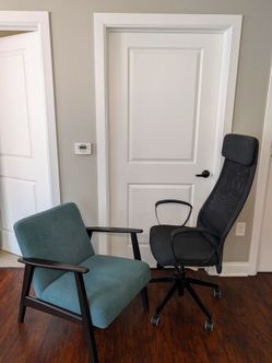 Ikea armchair and MARKUS office chair