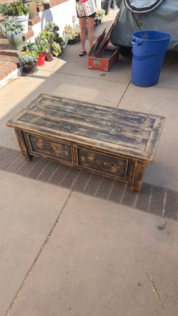 Rustic Wood Coffee Table with Drawers