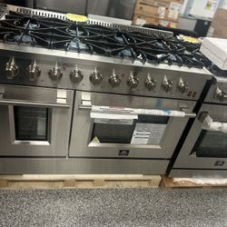 48 Inches FORNO GAS STOVE!!! Air Fryer!! DOUBLE OVEN!!! Convection Oven!!! Stainless Steel BRAND NEW WITH 2 YEARS FACTORY WARRANTY!!!