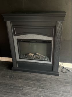 Black Electric Fireplace with Mantel