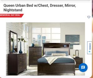 Queen size bed  chest dresser mirror and night stand
