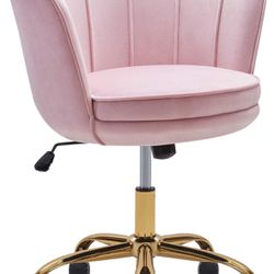 Belleze Upholstered Office Swivel Chair In Powder Pink