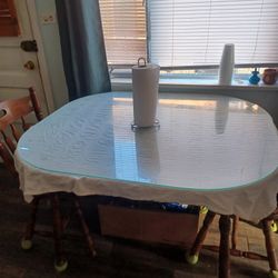 Nice Glass Wood Four Kitchen Table With Four Chairs