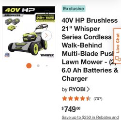 Lawn Mover Ryoby 40v Bateria Y Cargador Self Propelled