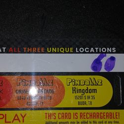 Pinballz Player Card Value $60.00 