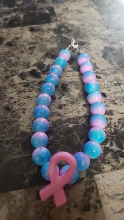 Pink and blue "breast cancer awareness" bracelet
