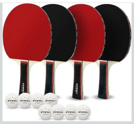 Ping pong paddles and balls set of 4 paddles, 8 balls