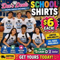 School Shirts $6. Limited Edition Shipping Available 