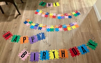 Puzzle Piece Birthday Banner Set