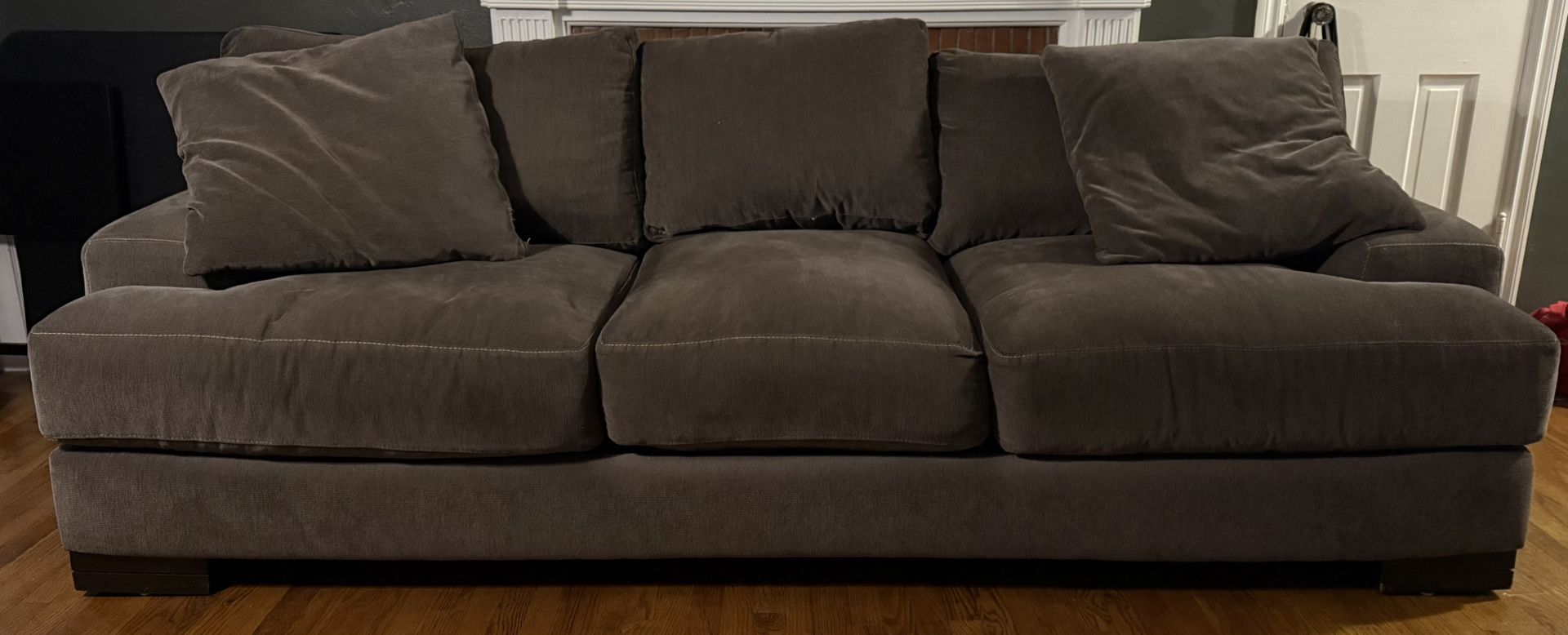 Gray Couch With Two Matching Pillows - Living Spaces