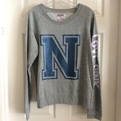 NWOT PINK VICTORIAS SECRET JONES & MITCHELL US NAVY GREY SWEATSHIRT MEDIUM