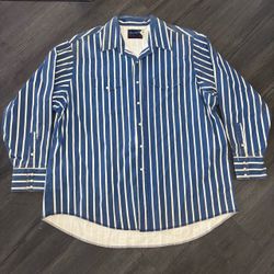 Vintage Wrangler Brushpopper Men Western Pearl Snap Shirt Stripe Long Tail 19-36