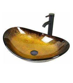 ❤️‍🔥 R4) Artistic boat-shaped glass sink for bathroom