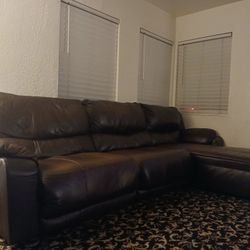 Brown Leather Sectional Couch
