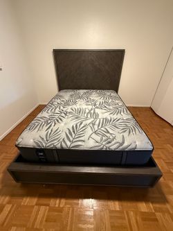 Queen bed frame with mattress