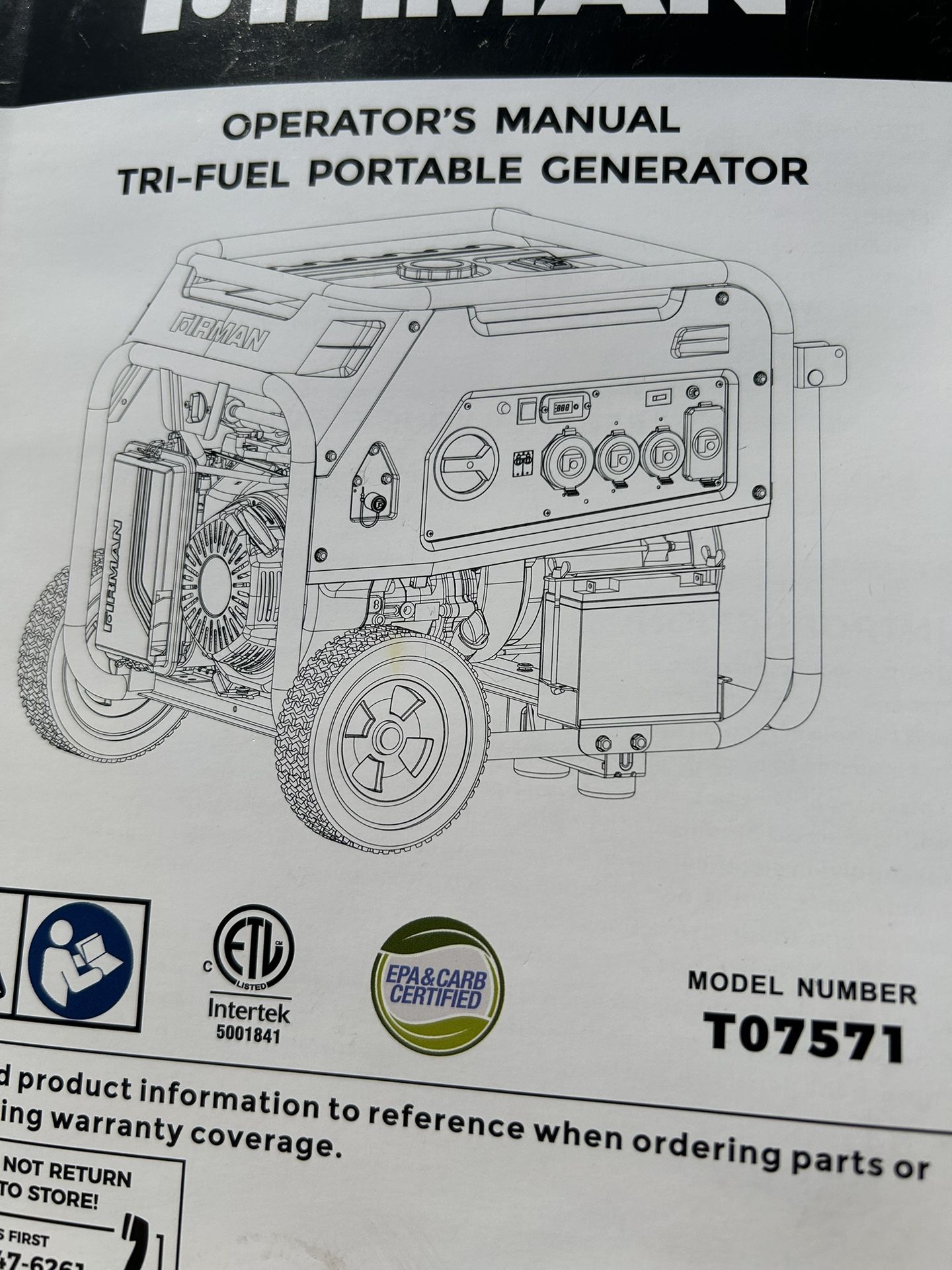 Costco Firman Tri Fuel Generator