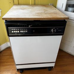 GE Portable Dish Washer With Butcher Block Top