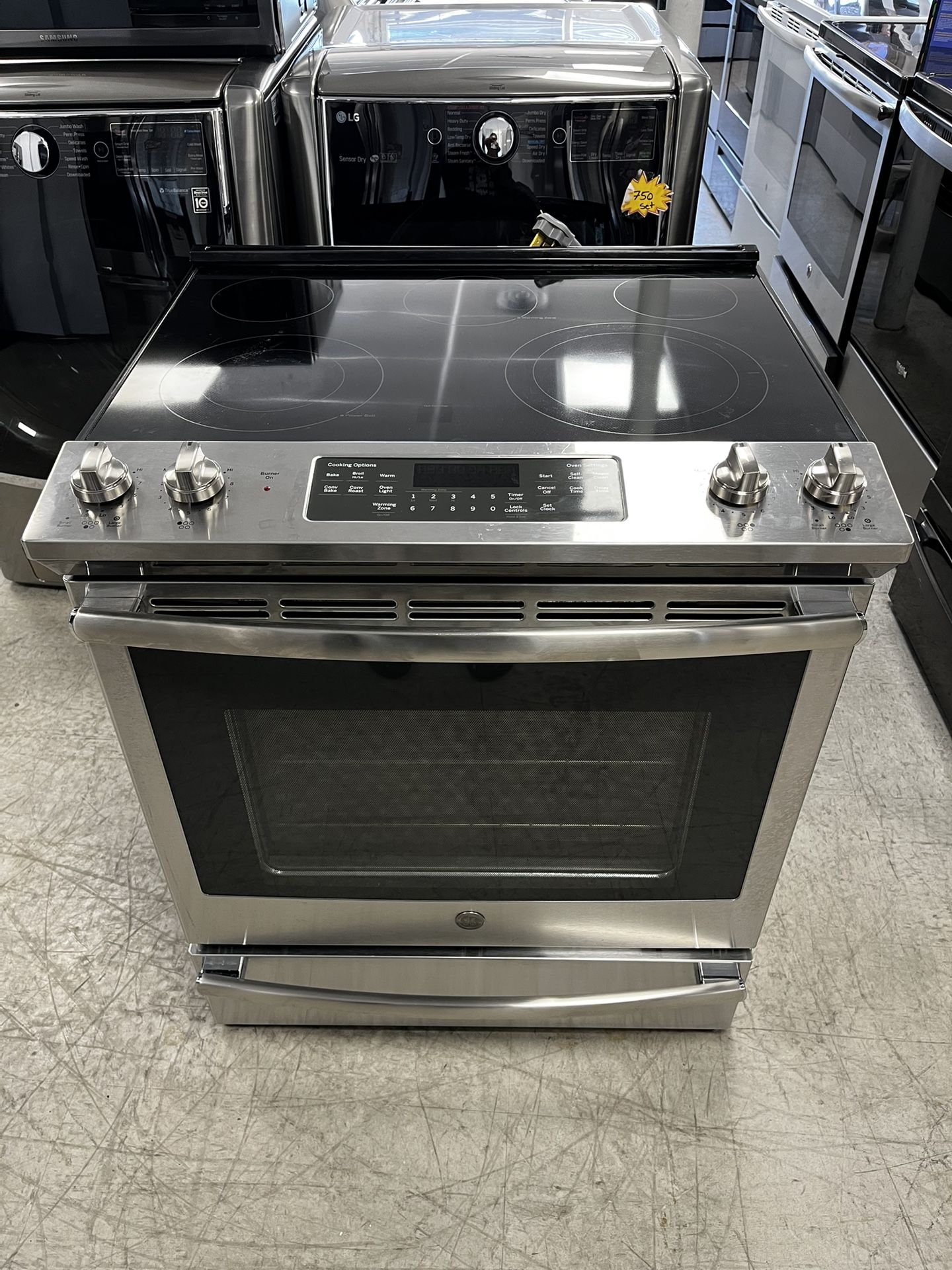 GE 30inch. Slide-in 5-Burner In Electric Range
