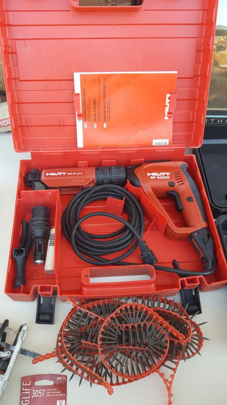 HILTI SF 4000 CORDED DRYWALL SCREW GUN W/ SMI 55 AUTOMATIC FEED Collated Screws
