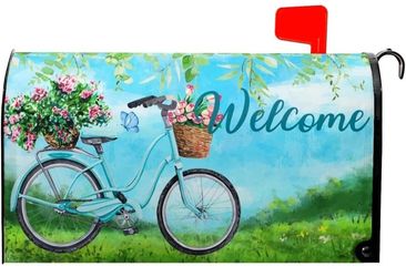 Spring Floral Bicycle Welcome Mailbox Cover