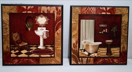 Bathroom decor wall art plaques