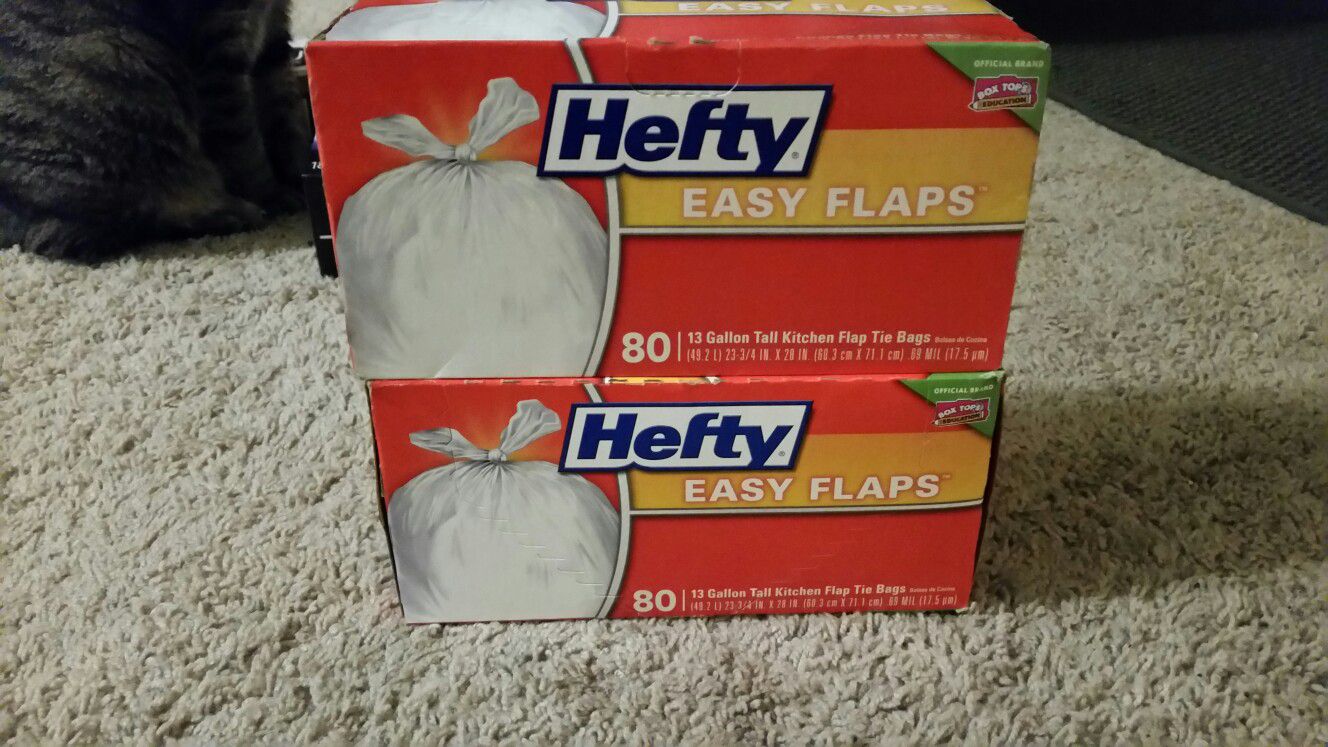 2 boxes of Hefty Easy Flaps Kitchen Garbage Bags