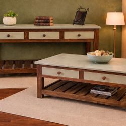 Solid Wood Console Table + Coffee Table Set