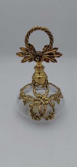 Gorgeous Vintage None Tarnish 24K Gold Plated Filigree Perfume Bottle