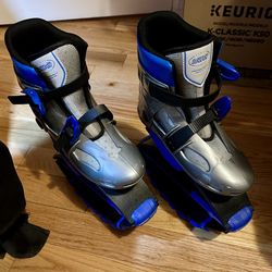 Kids Rebound Jump Shoes / Kangoo Jump Style Boots – Size EUR 36/38 (Gray & Blue)