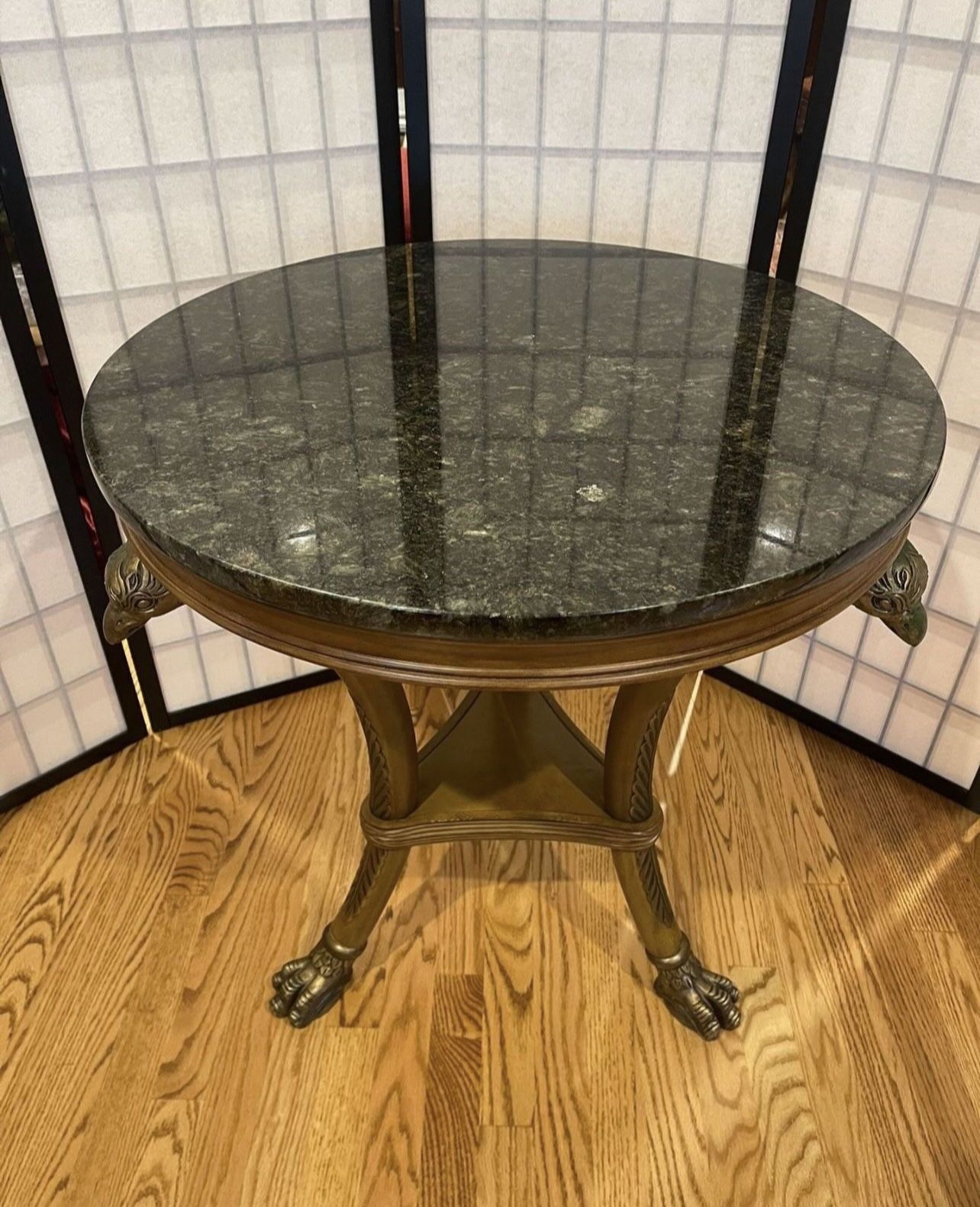 Pair Of Elegant Granite Top Side Tables
