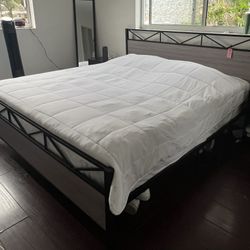 King Mattress w/ Bed Frame & 2 Night Stands- Like NEW