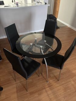 Round Glass Dining Table with 4 Chairs