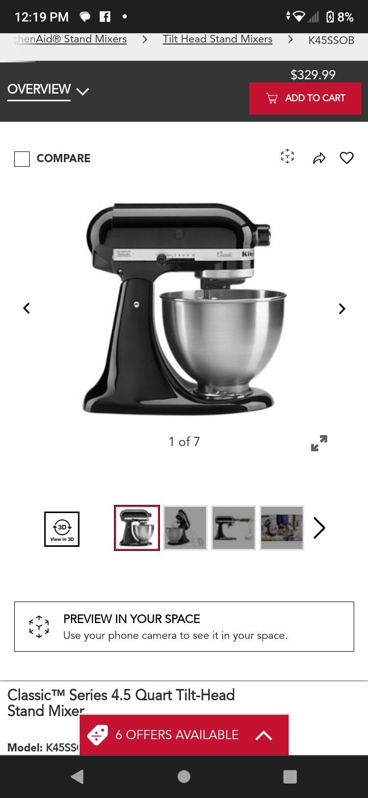 KitchenAid Classic™ Series 4.5 Quart Tilt-Head Stand Mixer.