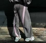NWT Women’s Grey and Pink Striped Barrel Sweatpants size S