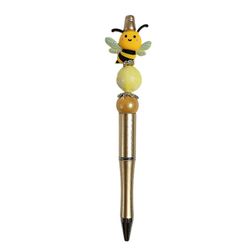 Bumble Bee Custom Beaded Ballpoint Twist Pen Yellow Topper