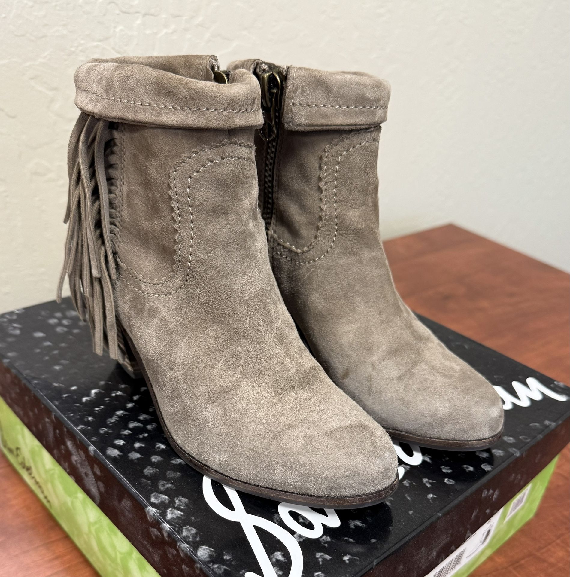 Sam Edelman Tan/Taupe Fringe Boots