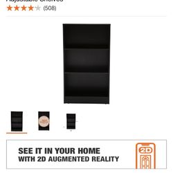 Hampton Bay three shelf bookcase In black 24 inches wide 42 inches tall