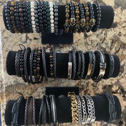 Tiger Eye And Magnetic And Stone Bracelets