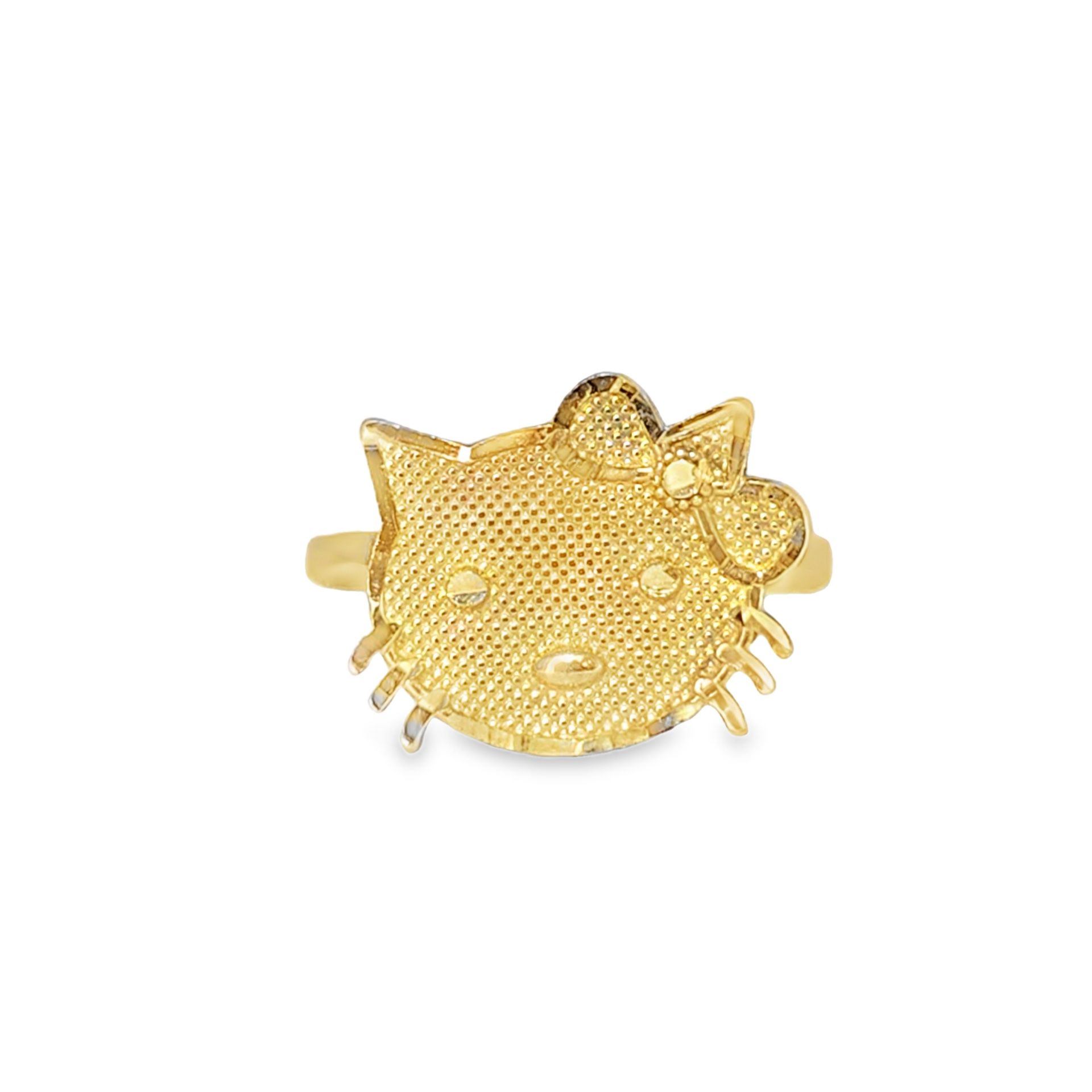 10k Yellow Gold Hello Kitty Statement Ring