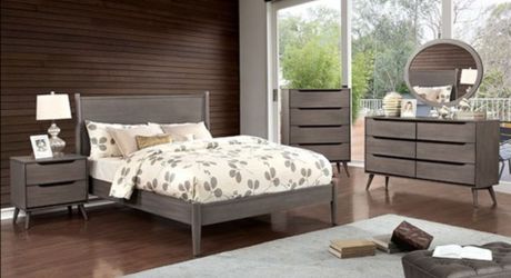 Brand New Grey 4pc Queen Bedroom Set (Available in California & Eastern King)