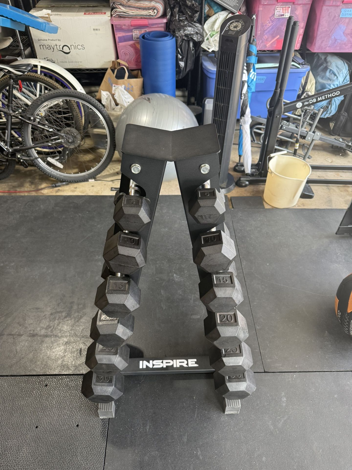 5 - 30 Lb Rubber Dumbbell Set And Rack