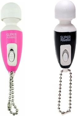 Mini Portable Small Keychain Vibrating Massage Body Tool Heads Massager Pocket Toy for Women Neck Shoulder Face Back Muscles Pink and Black Color
