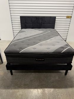 Queblox Pillow Top Mattress with Bed Frame full size