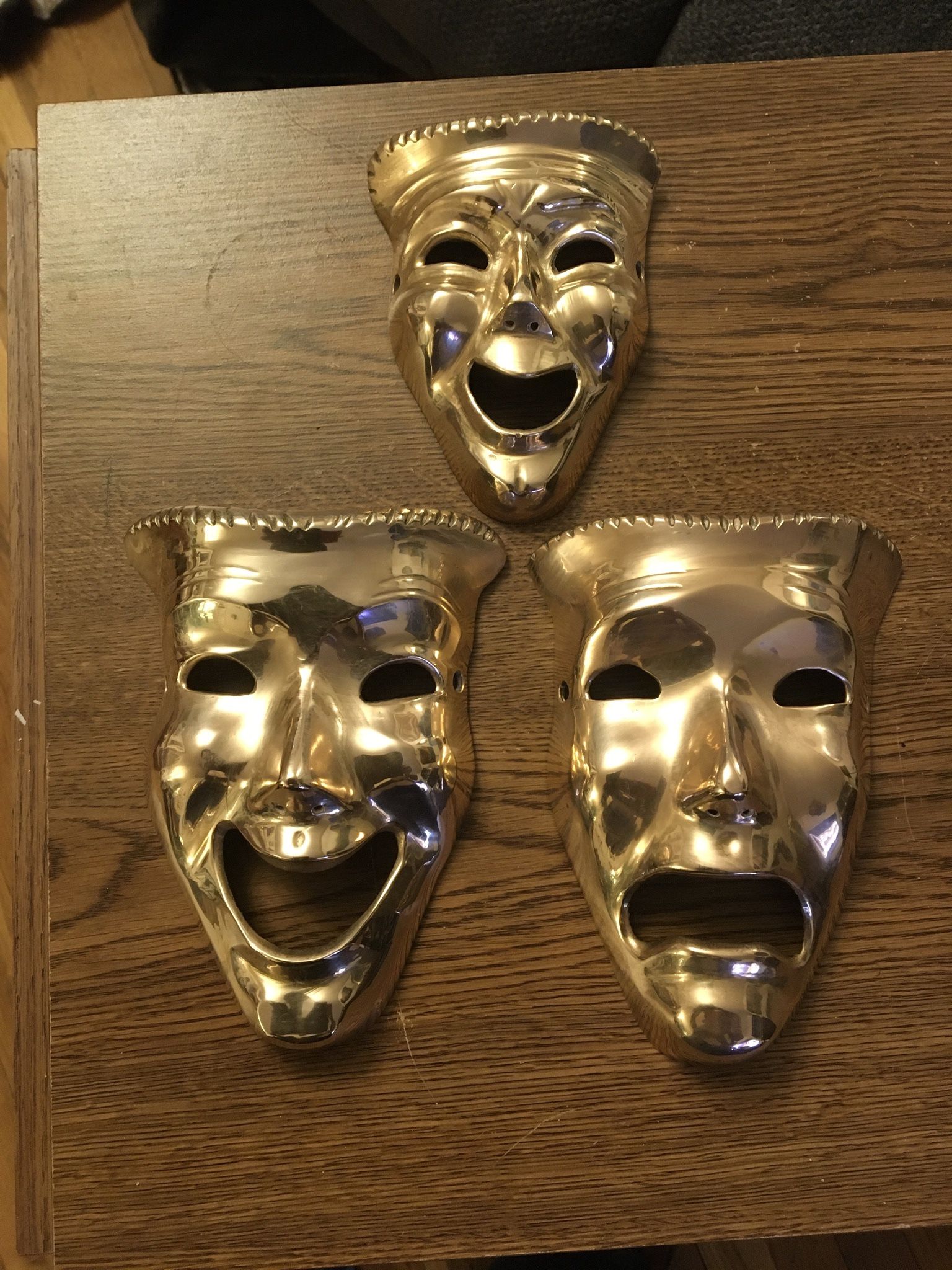 Set 3 Pieces Mask Bronze For Wall Decoration