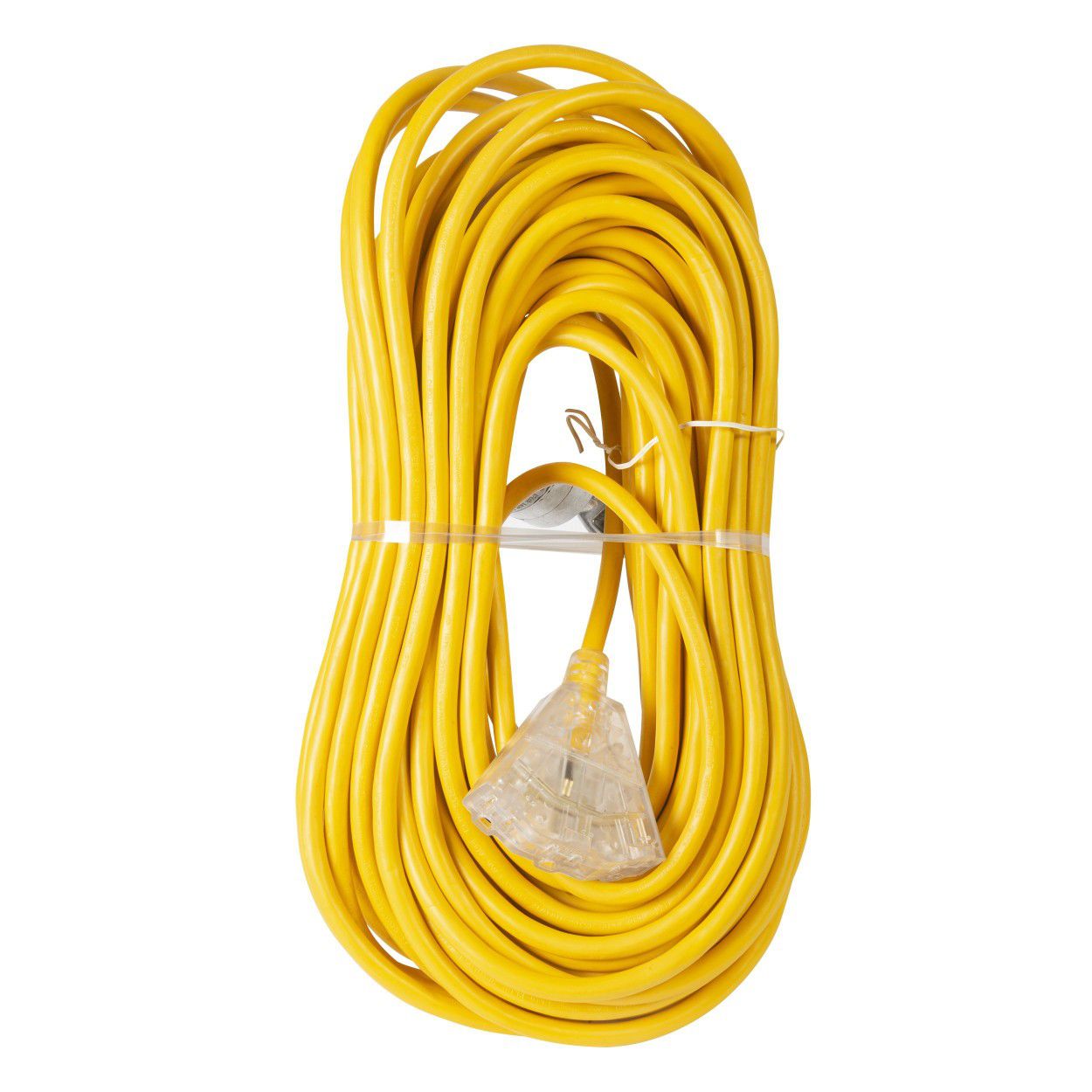 Extension Cord 100ft SJTW Yellow 12/3 Lighted End Triple Tap (OC1001233T)