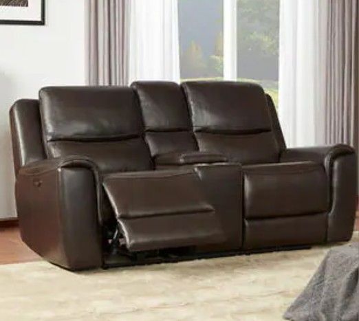 Carey Leather Power Reclining Loveseat with Power Headrests